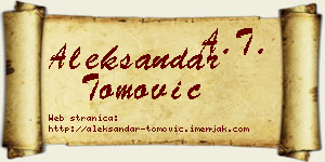 Aleksandar Tomović vizit kartica